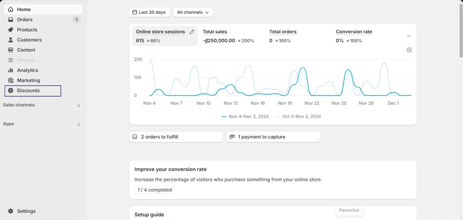 In Shopify Admin board, click on Discount